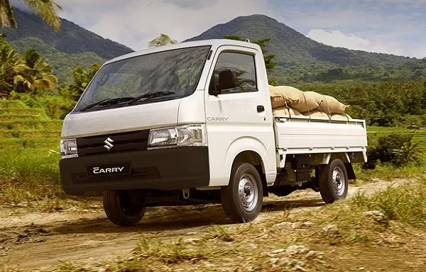 A picture of the Suzuki Carry travelling over rough terrain