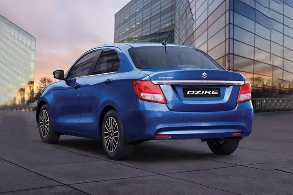 Rearview of the Suzuki Dzire