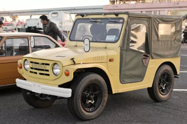 The first generation Suzuki Jimny in a parking lot