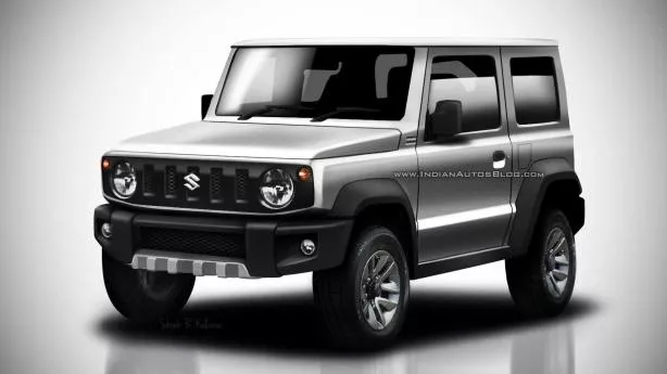 Angular front of a silver Suzuki Jimny 2018