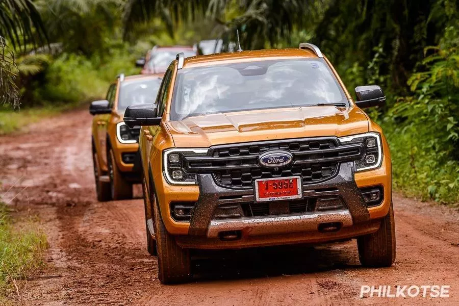 Next-gen 2023 Ford Ranger driving off-road