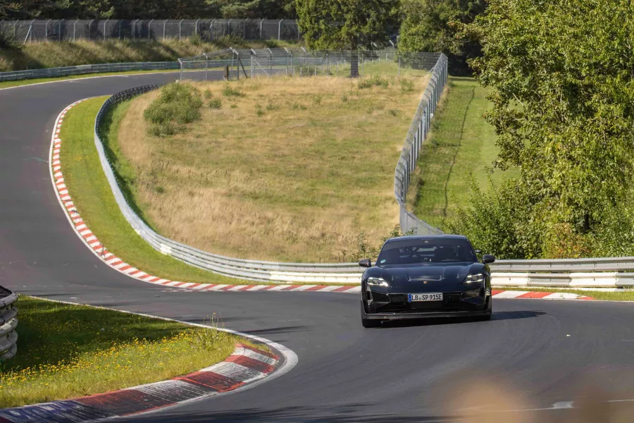 A picture of the Taycan on the Nurburgring
