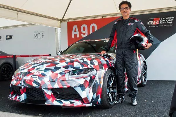 Tetsuya Tada with a preproduction TOyota Supra