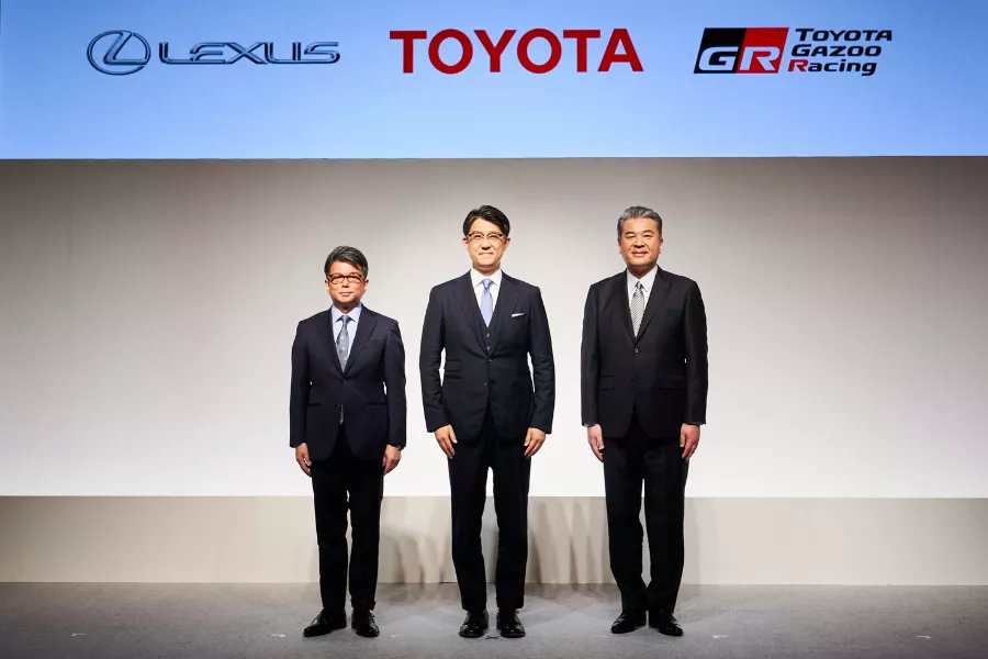 Toyota Motor Corporation officials Yoichi Miyazaki, Koji Sato, and Hiroki Nakajima