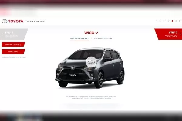 Toyota's virtual showroom of the Wigo