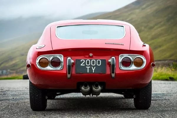 toyota 2000gt rear on the road