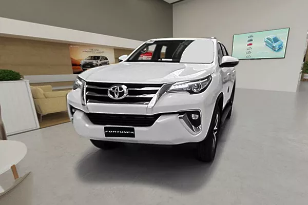 A picture of the Toyota Fortuner inside the 3D virtual showroom