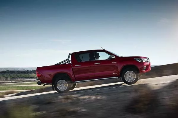 side view of a Toyota pickup truck