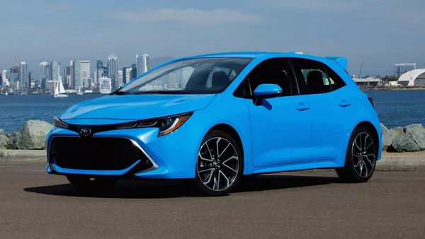 angular front of the Toyota Corolla hatchback 2019