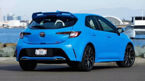 angular rear of the Toyota Corolla hatchback 2019
