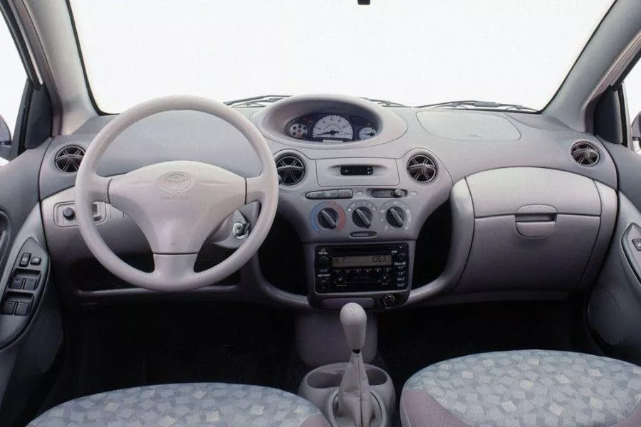 A picture of the Toyota Echo's cockpit