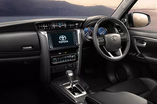 The interior of the facelifted Fortuner, as well as the Fortuner Legender has the same layout and design A picture of the interior of the Toyota Fortuner Legender