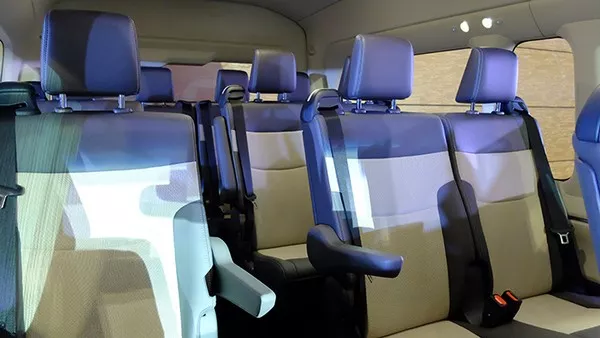 The cabin comes with 15 seats for the commuter version,12 seats for the GL and 14 seats for the GL Tourer variant Toyota Hiace 2019 seats