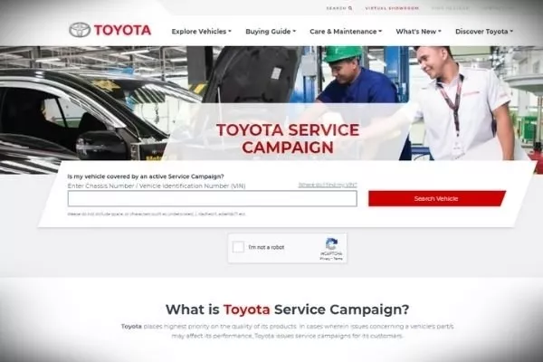 Toyota Service Campaign Landing Page