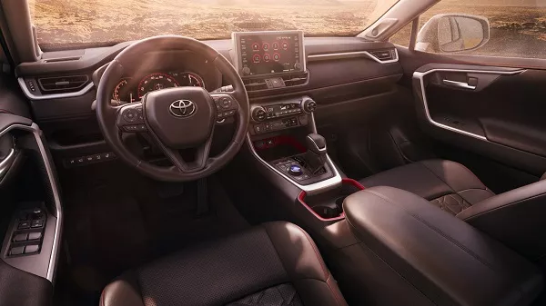 A picture of the Rav4 TRD's interior.