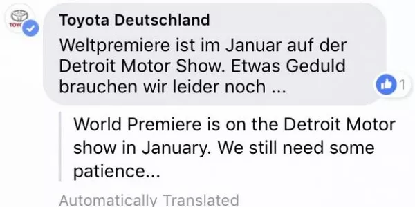 Statement about the Toyota Supra 2019 debut