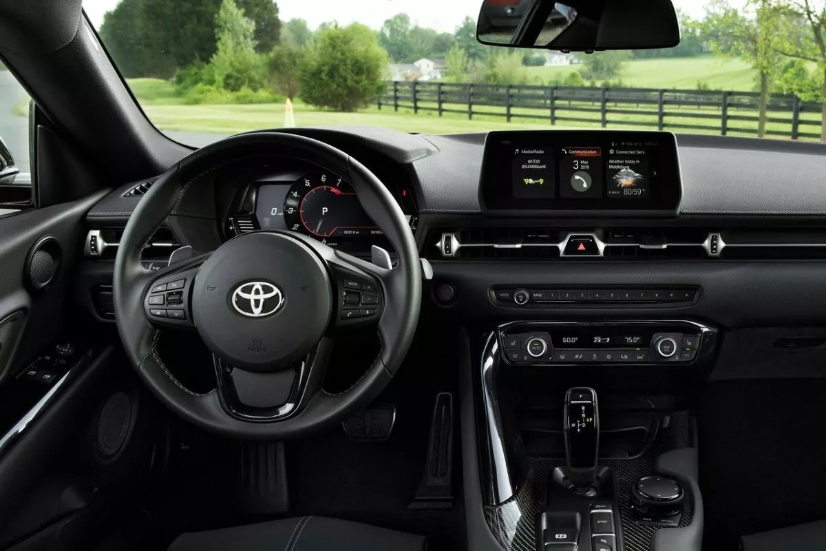 A picture of the interior of the Toyota Supra