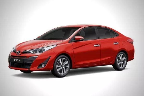 A picture of the Toyota Vios in red