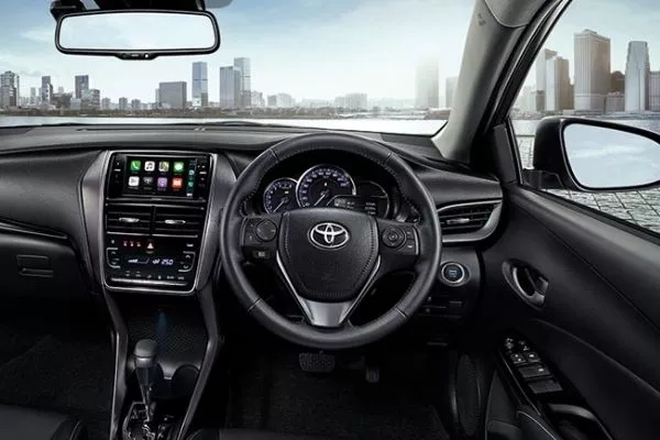 Interior view of the facelifted Yaris