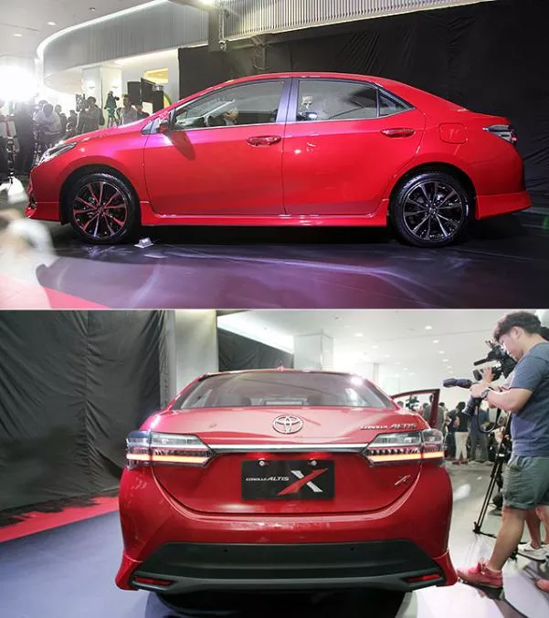 side and rear view of the Toyota Corolla Altis X 2017
