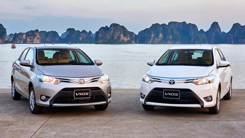 The Toyota Vios is suitable for businessman 2 Toyota Vios are in front of a river