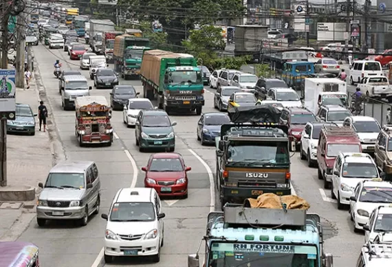 Many cars on the road at one time