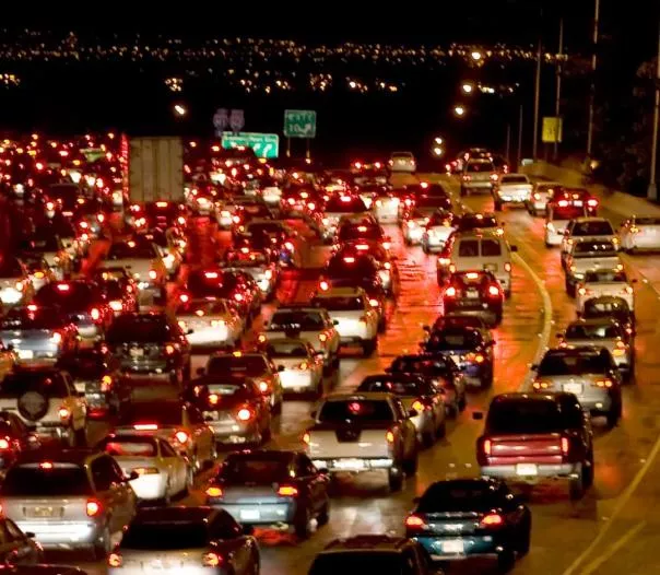 Metro Manila heavy traffic at night