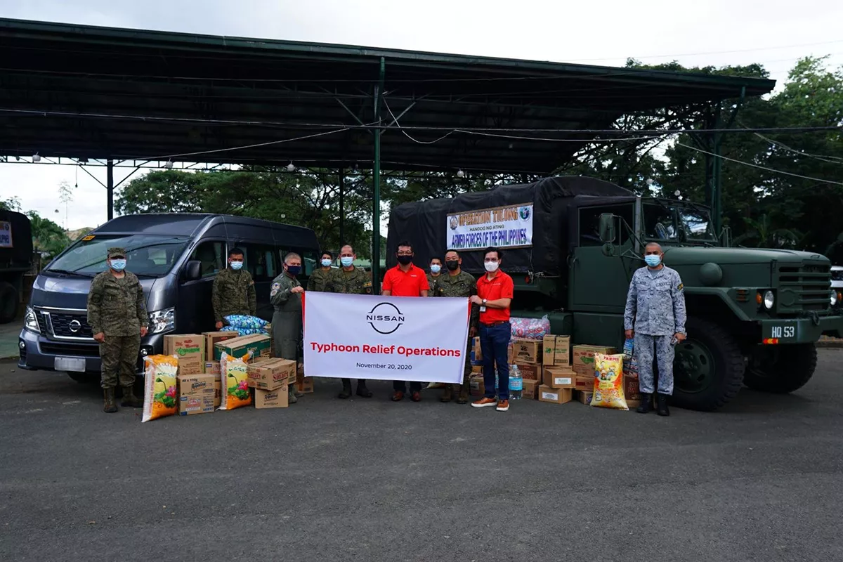 A picture of the relief donations handed over by Nissan PH