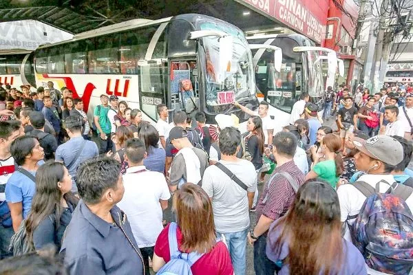 A busy bus terminal