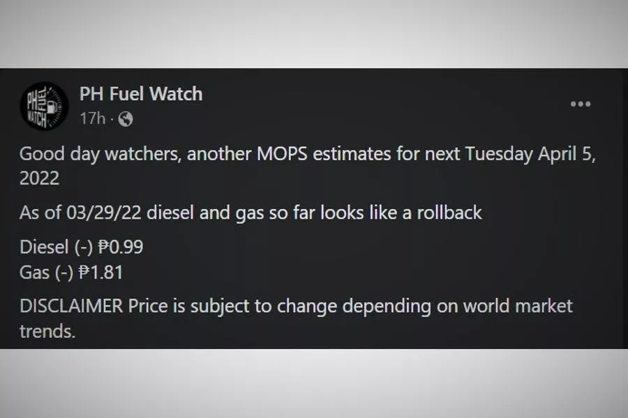 PH Fuel Watch advisory