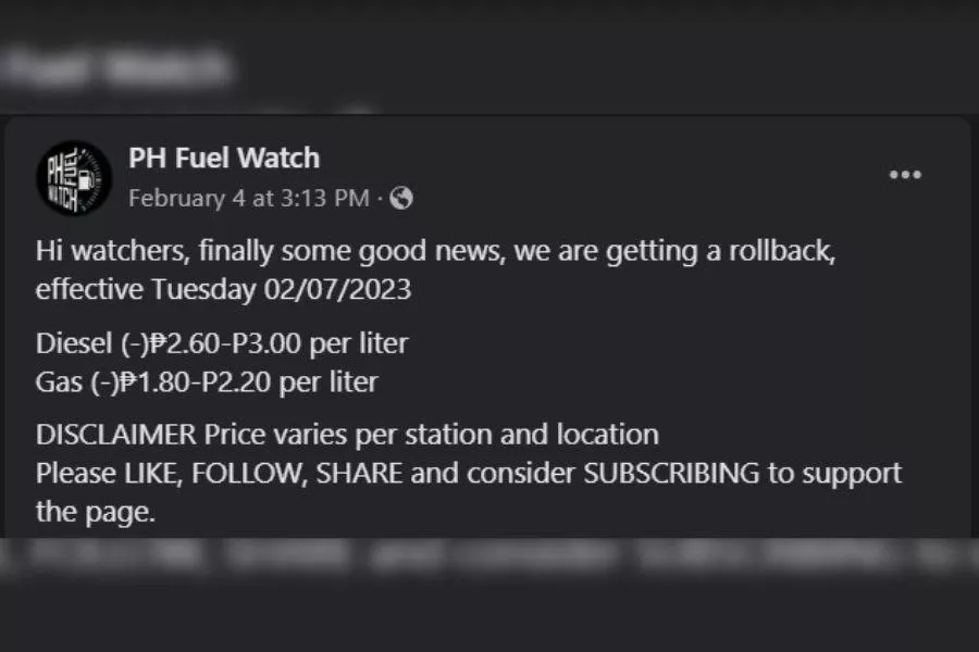 PH Fuel Watch FB post 