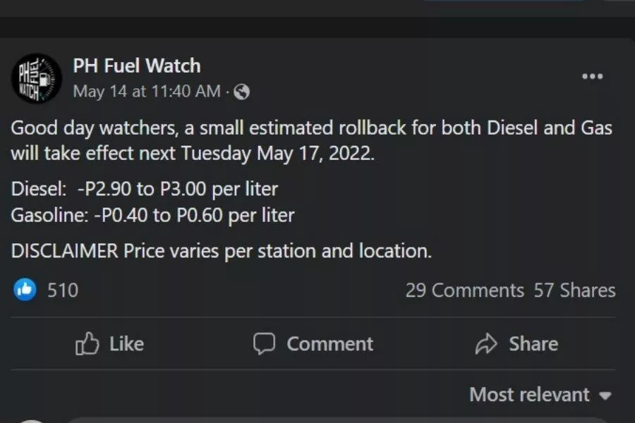 PH Fuel Watch advisory