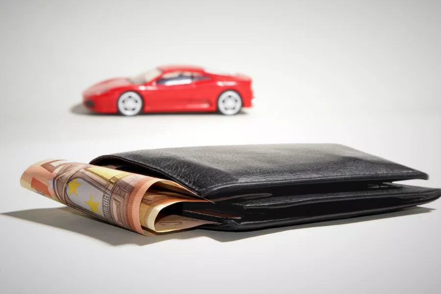 Wallet and car