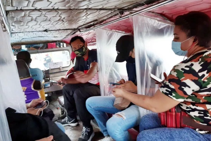 Jeepney with barriers