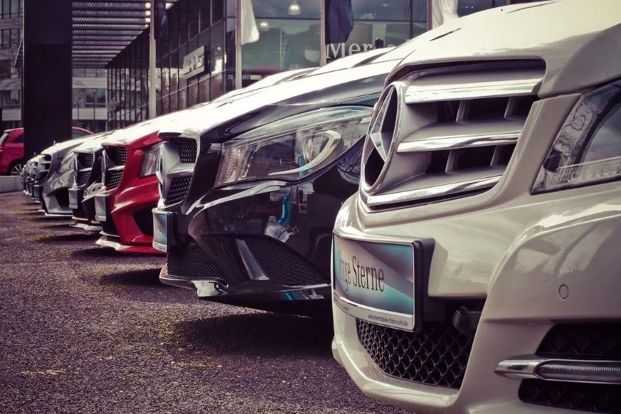 Mercedes-Benz cars parked