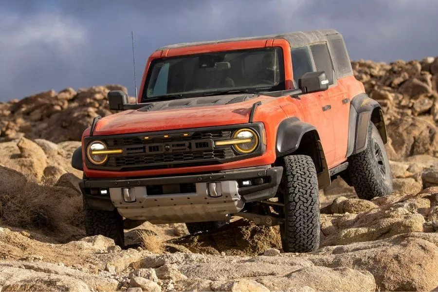 Bronco Raptor on rocks