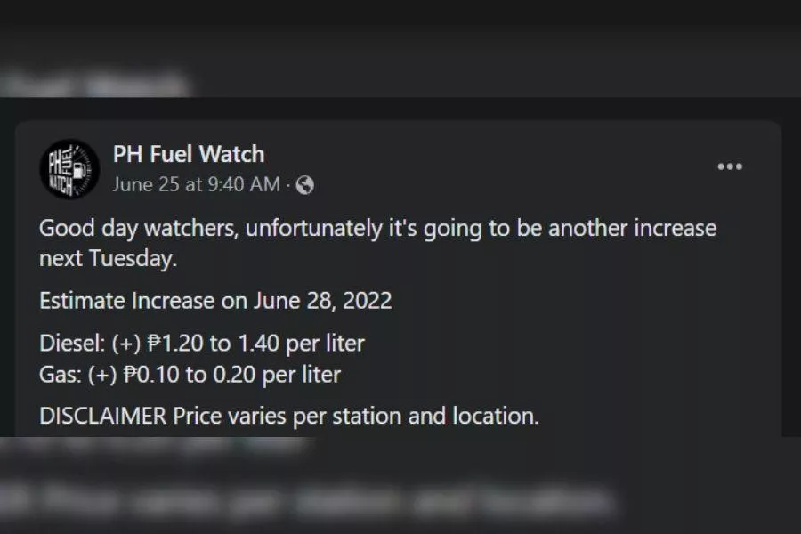 PH Fuel Watch advisory 