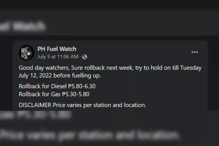 PH Fuel Watch advisory 