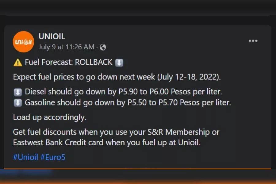 Unioil FB advisory 