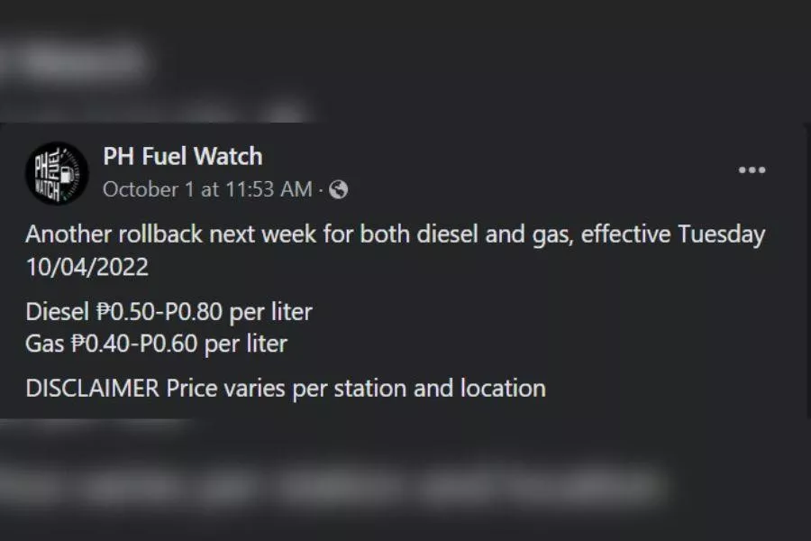 PH Fuel Watch FB post 