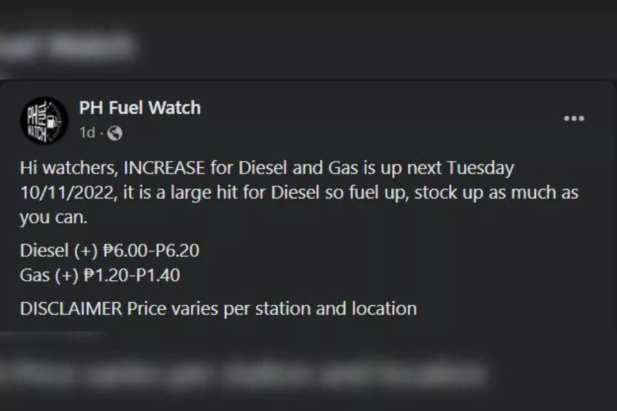 PH Fuel Watch FB post 