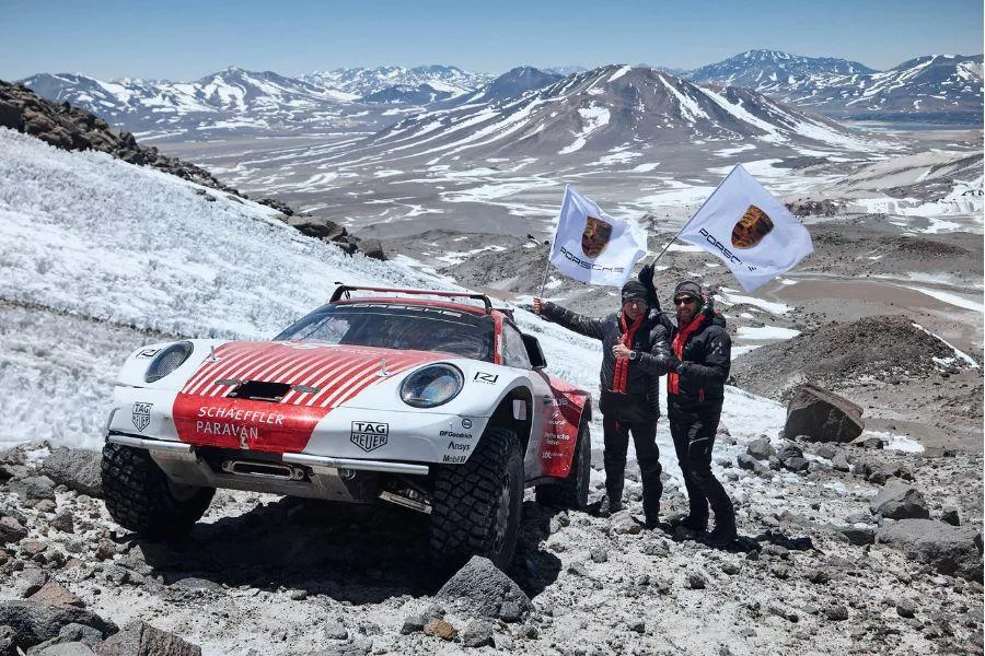 Porsche 911 at volcano slope