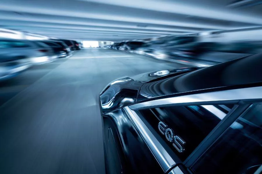 Mercedes-Benz EQS in parking facility 