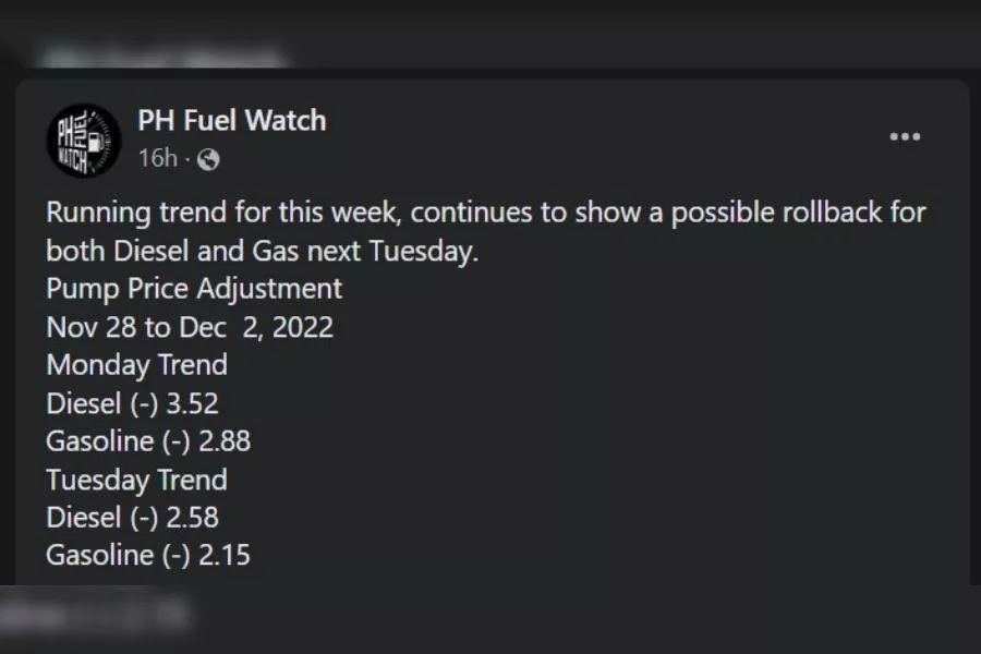 PH Fuel Watch FB post