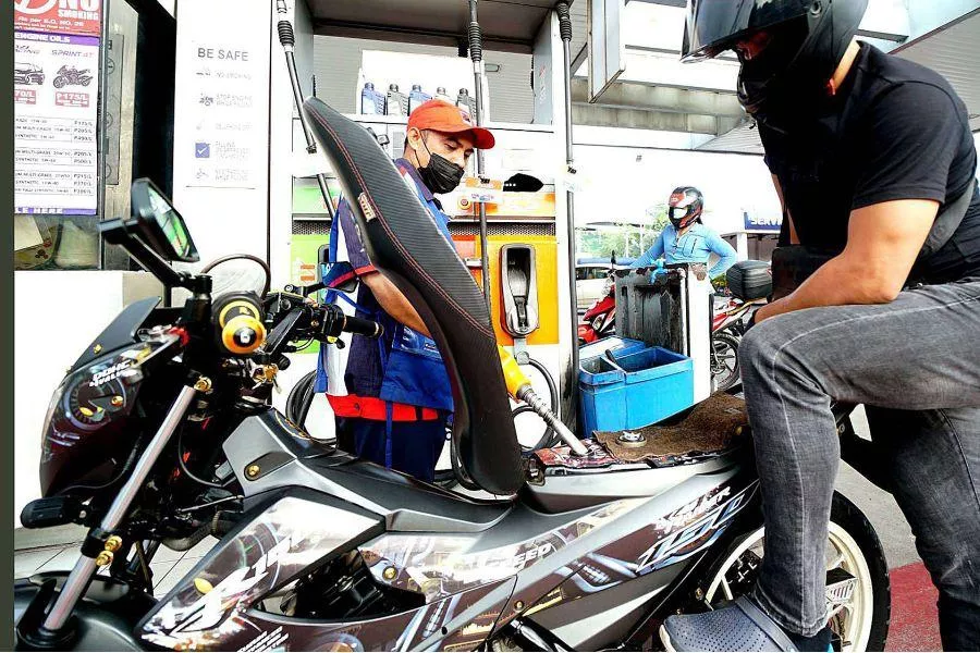 Motorcycle at gas station