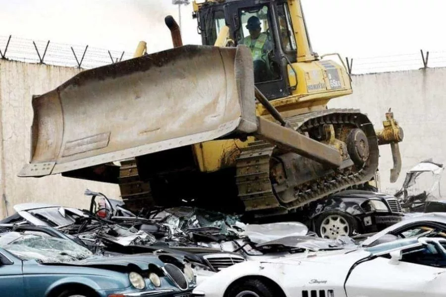 Smuggled cars destroyed