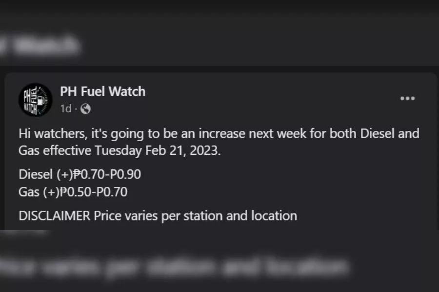 PH Fuel Watch advisory 