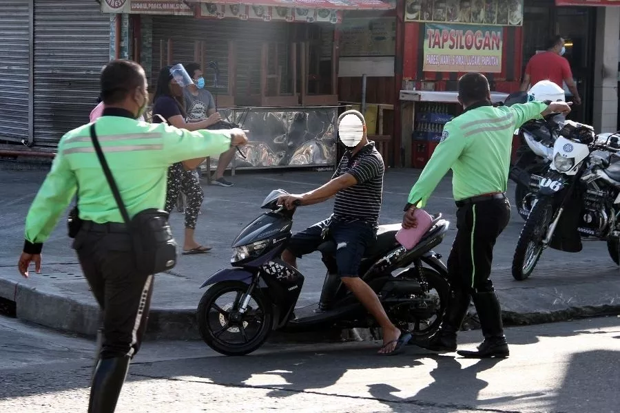 Enforcers apprehending rider