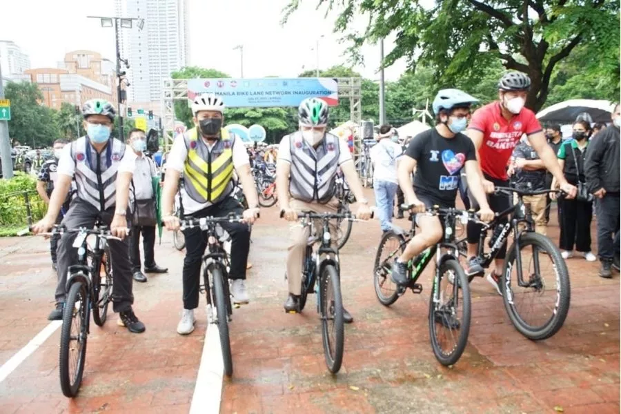 Cyclists on bike lane Cyclists on bike lane