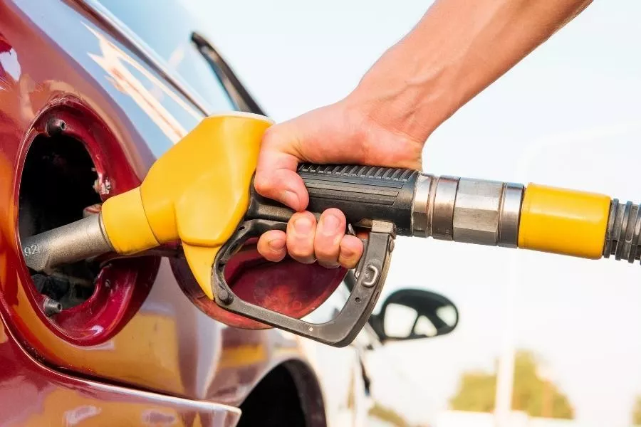 Gas station filling a car